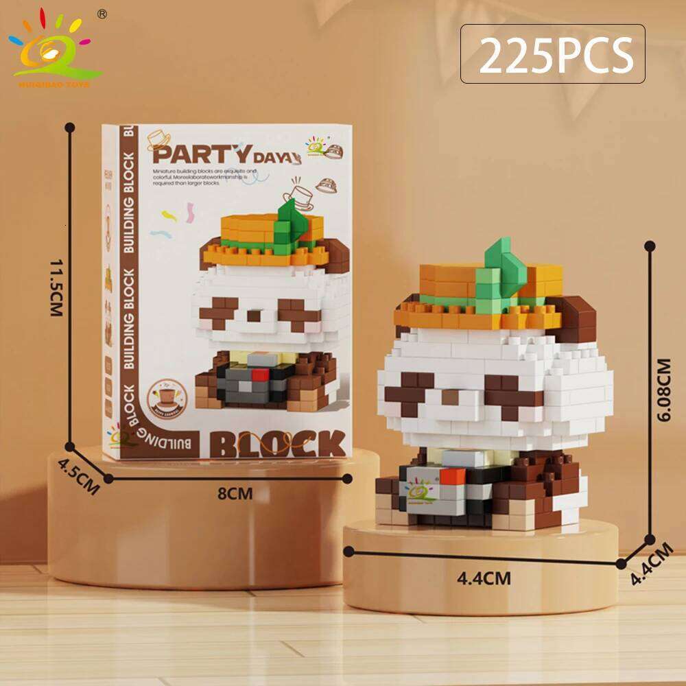 HUIQIBAO Mini Cute Panda Micro Building Blocks 3D Diamond Model Animal Bricks DIY City Construction Toys for Children Kids Gift Z260306