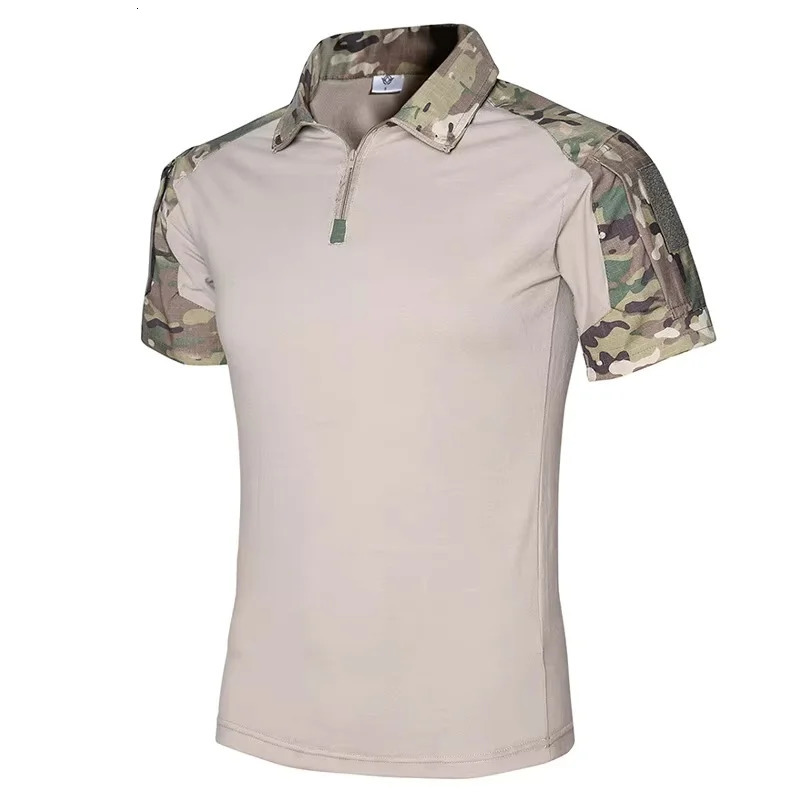 Camouflage Tactical Shirt Short Sleeve Mens Quick Dry Combat TShirt Military Army T Camo Outdoor Hiking Hunting Shirts 260302