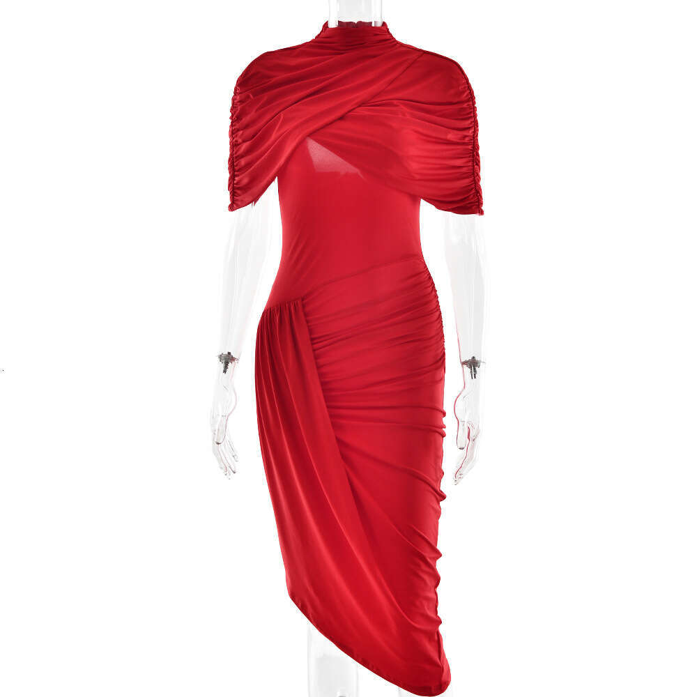 2026 New Foreign Trade Hot-Selling Elegant Slim-Fit Pleated Dress, Fashionable and Sexy Backless Bodycon Women's Long Dress
