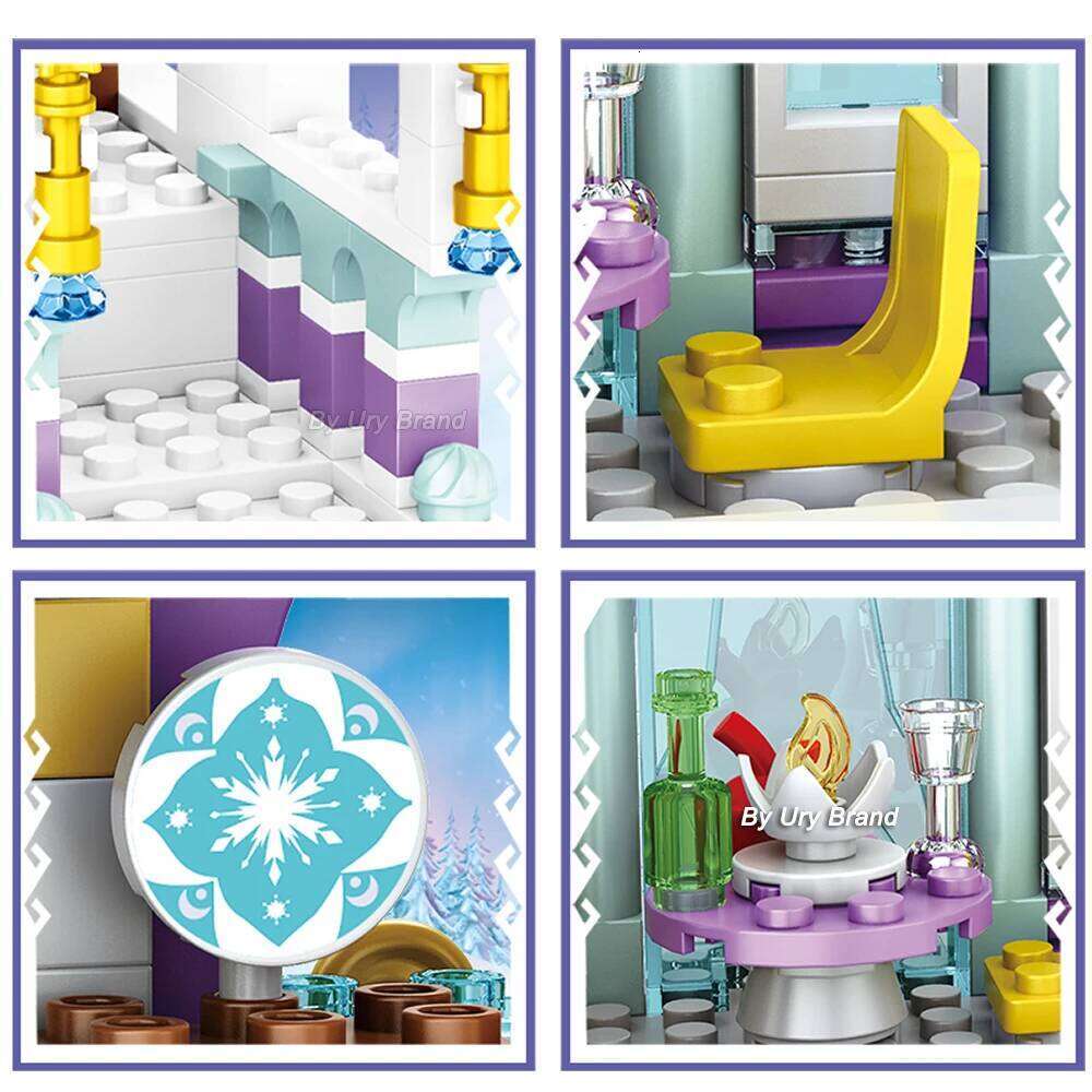 Friends Princess Luxury Ice Castles Playground House Movies Winter Snow Horse Figures Building Blocks Set Toy for Girls DIY Gift Z260305