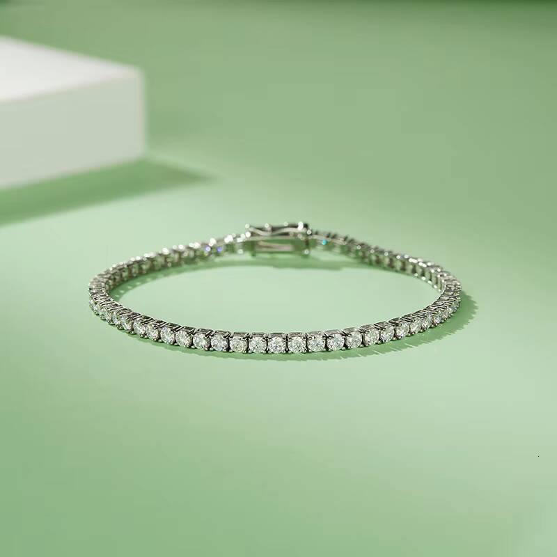Fine Jewelry Hip Hop 925 Sterling Silver VVS Moissanite Diamond Cluster Iced Out Tennis Chain Bracelet Necklace for Men Women