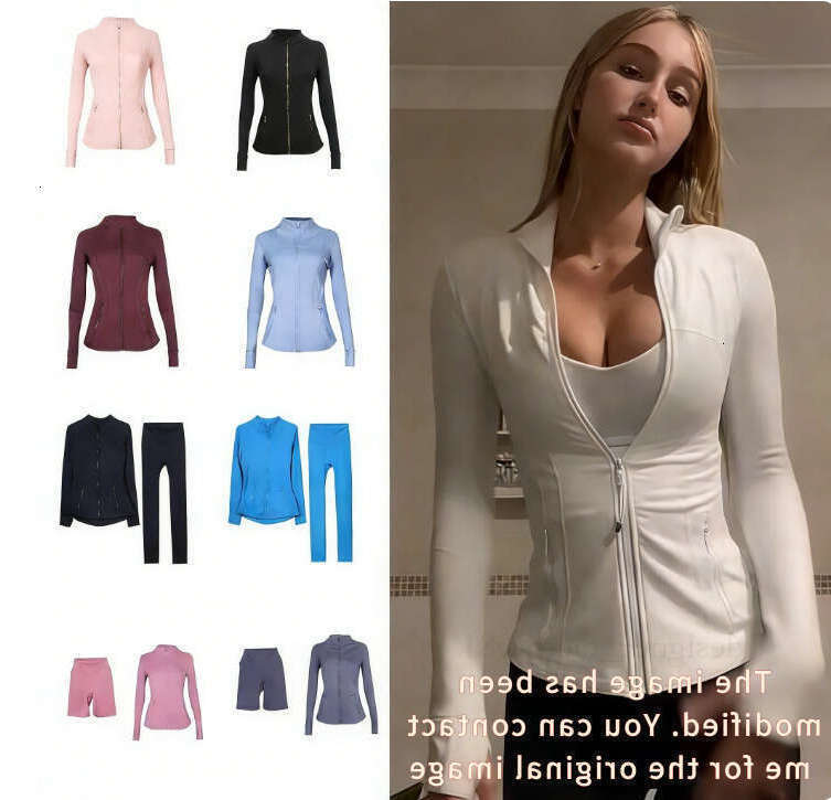 Yoga Gold Zip Jacket gym set Cropped Full Length Jackets Leggings Workout Sets Gym Clothing Women Jacket Sweatshirt set lemonwom en jackets yoga set gym set