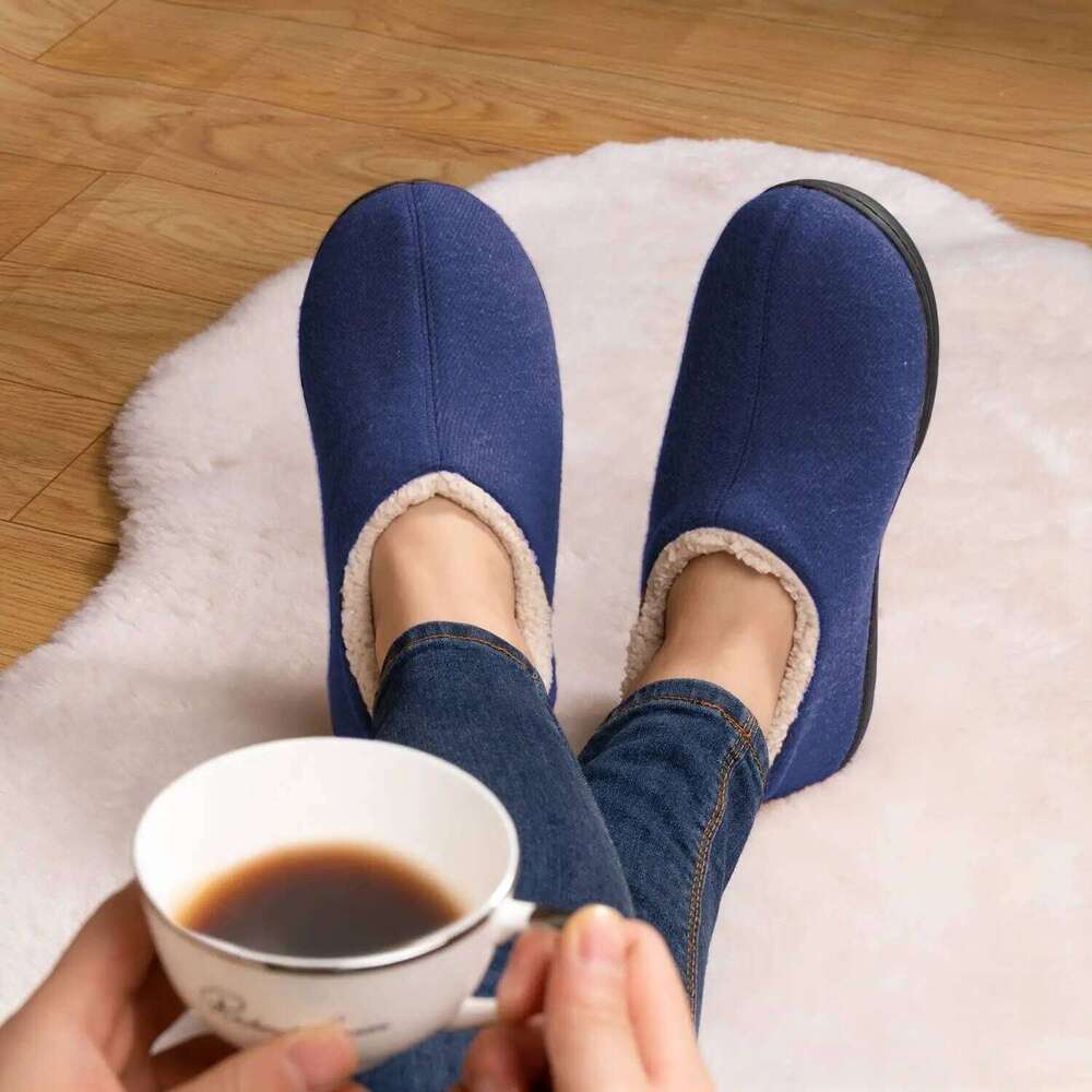 Litfun Winter Furry Memory Foam Rubber Sole Indoor Slides Soft And Warm Lining Women's Cotton Slippers