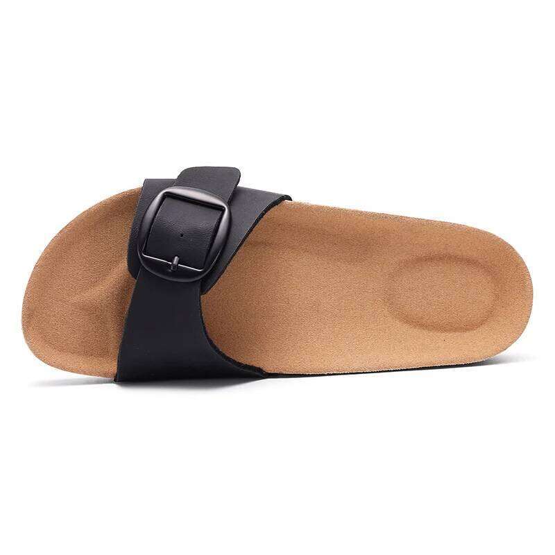 Litfun Women's Cork Sandals 2025 Summer New Clogs Leather Flat Mules Outdoor Beach Slippers With Adjustable Buckle
