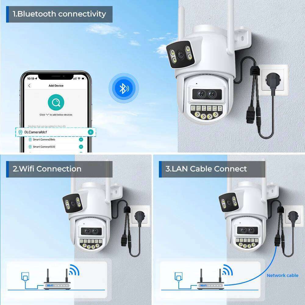 BESDER 6K 12MP Wifi PTZ Dual Screen 8X Digital Zoom AI Auto Tracking Outdoor 8MP CCTV IP Camera Security Protection iCSee 26W0306