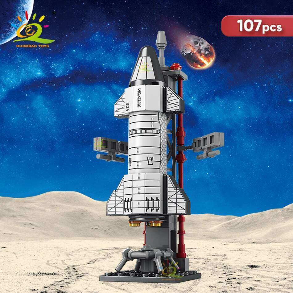 HUIQIBAO Mini Aviation Manned Rocket Model Building Blocks Space Aerospace Station Bricks City Construction Toys for Children Z260306
