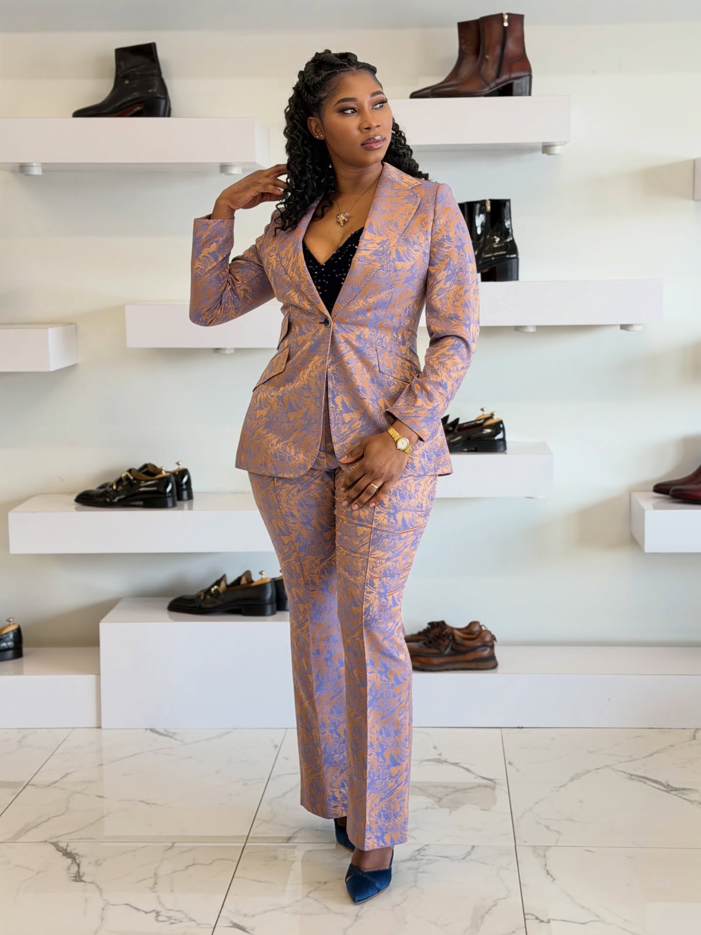 Women's Prom Dresses Suit Gowns Elegant Jacquard Appliques Jacket Pants Suit For Female Satin 2 Pieces Suit Customized W37