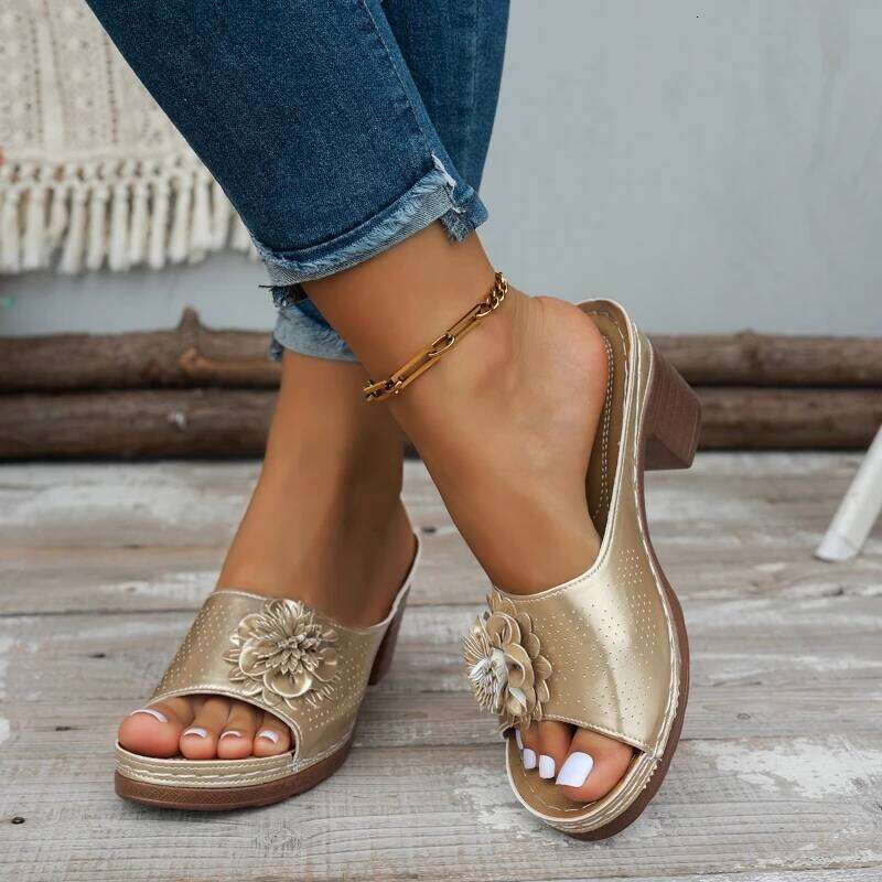 2025 New High Heels Slip on Summer Casual Comfortable Shoes Women Elegant Low Platform Sandals Sandalias