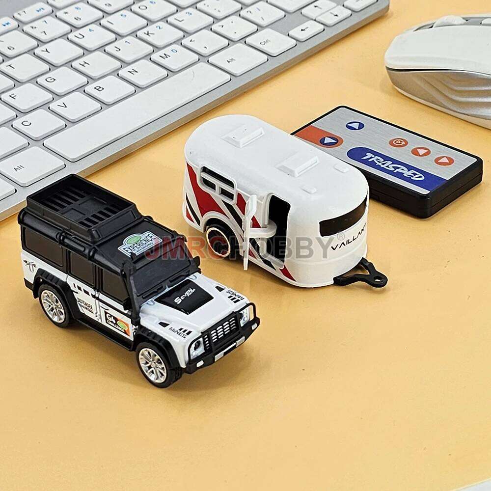 1:64 Metal Alloy Proportional Remote Control Vehicle Model 2.4GHz Mini Simulation RC Car With Trailer C260305