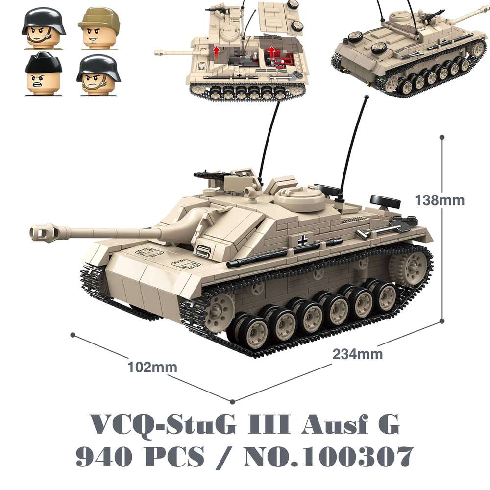 Military Tanks Stuart SdKfz251 PanzerVI Sherman US Army Quan Guan WW2 Soldier Figure Model Building Block Brick kid Children Toy Z260305