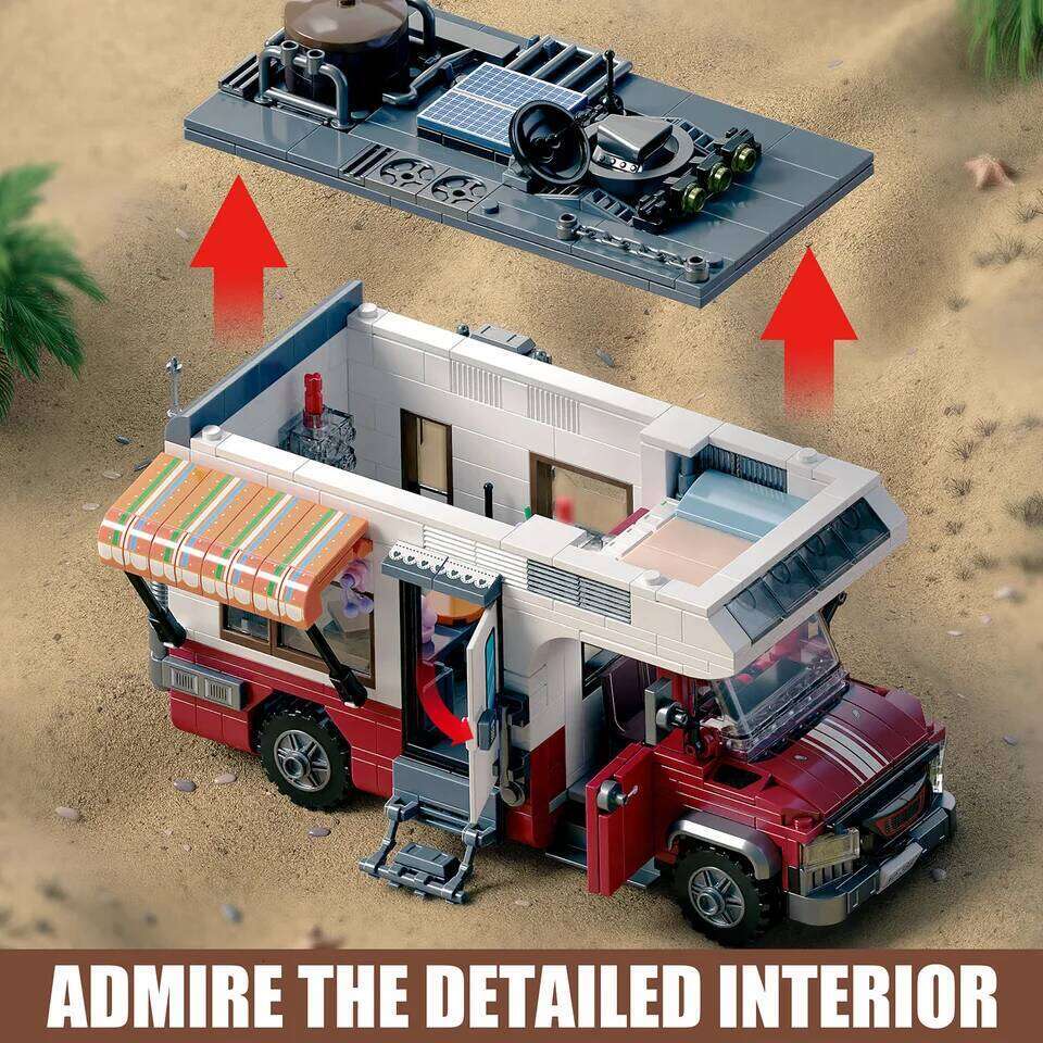 924PCS Camper Van Building Blocks Set Assembly Puzzle Bricks Model with LED Light Desktop Decoration Gifts Z260305