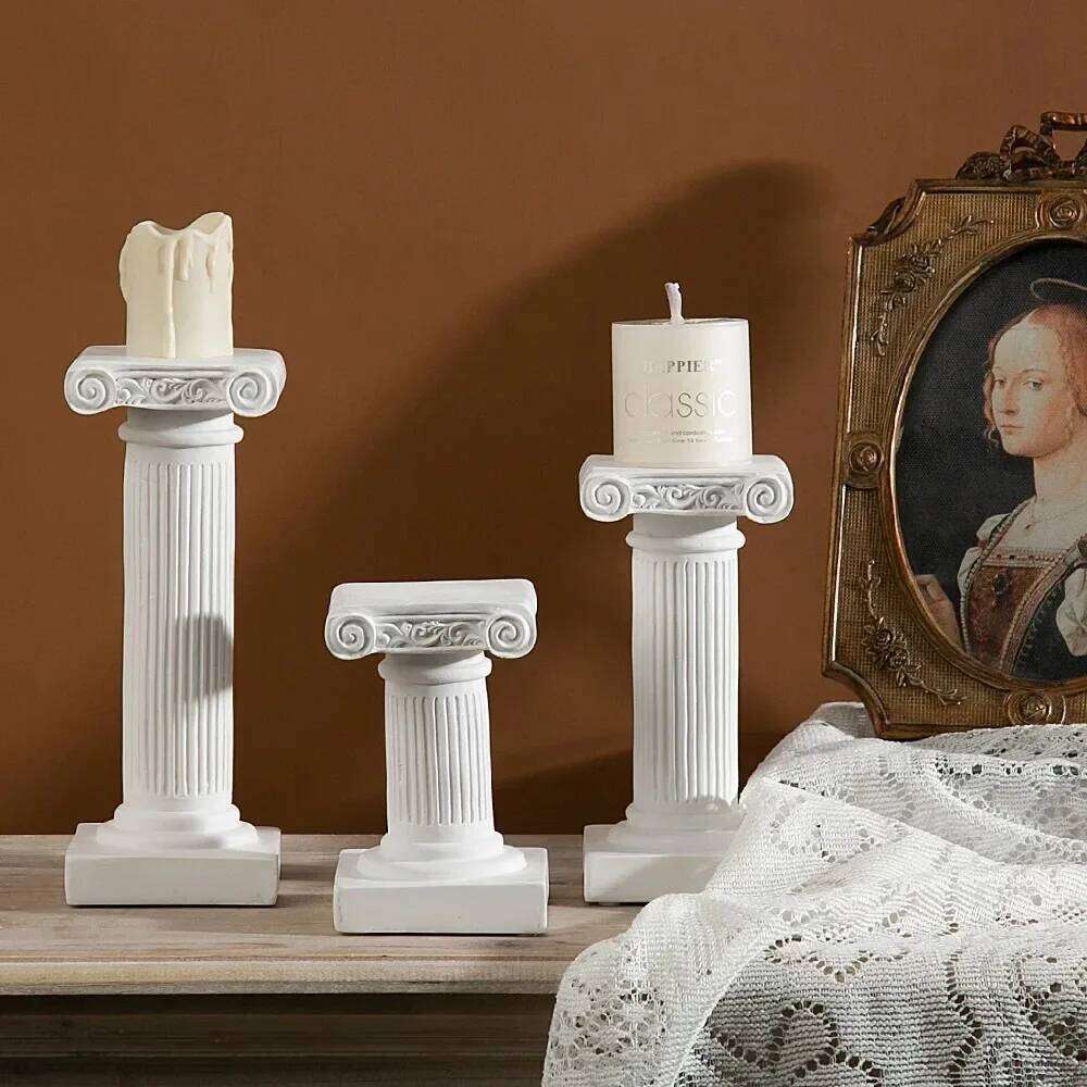 Roman Pillar Statues Greek Columns Candle Holder Resin Candlestick Stand Wedding Table Decoration Home Garden Decorative Figure XJ260305
