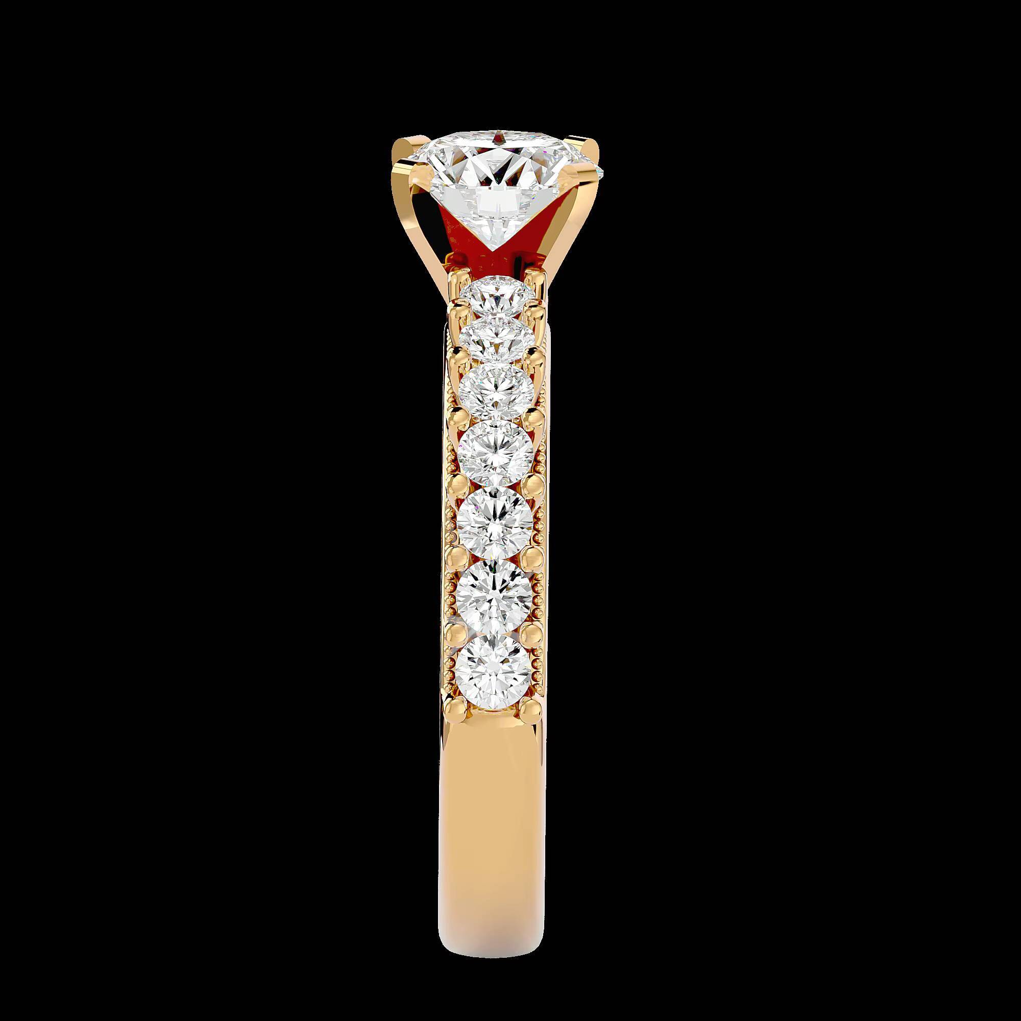 Allison 14K Yellow Gold Solitaire Ring Princess Emerald Oval Cut Diamonds Rhodium Plated IGI Certified Hip-Hop Romantic Style