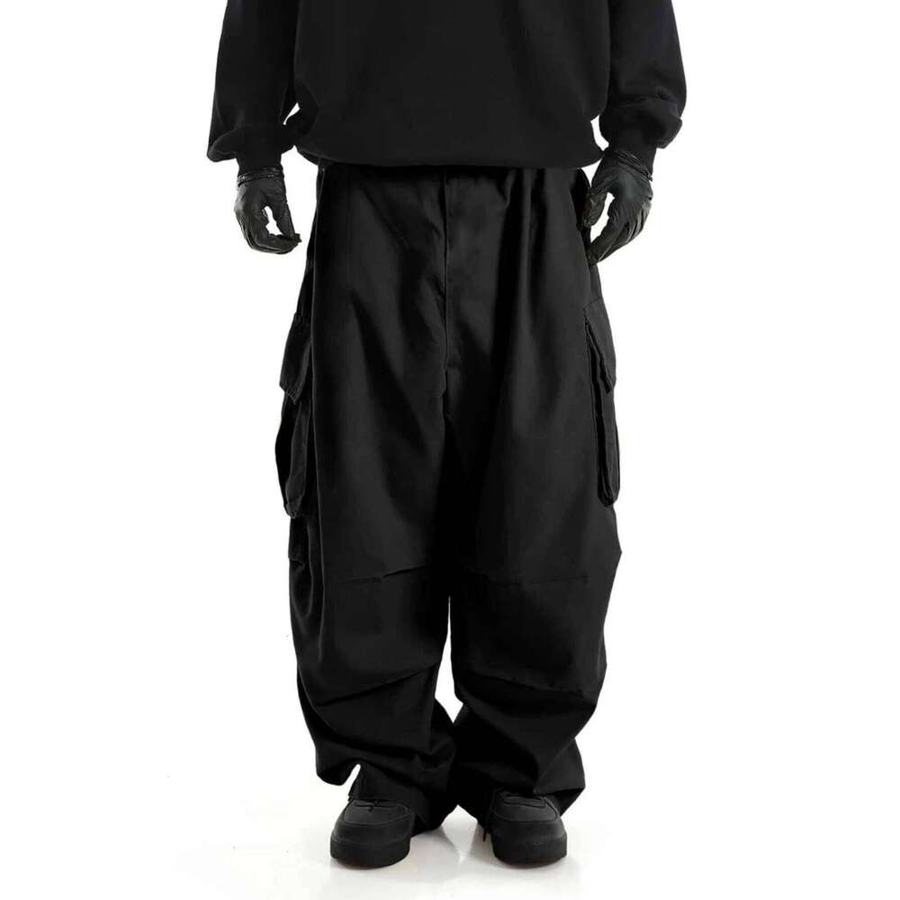 plus Size Men's Workwear Wide Leg Pants Loose Street Style Trendy Cargo Trousers
