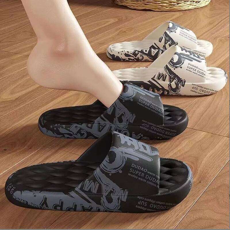 Big Size 48-49 Men Slippers Soft Sole EVA Indoor Outdoor Open Toe Flip Flops Non-Slip Beach Flat Sandals Printing Slides