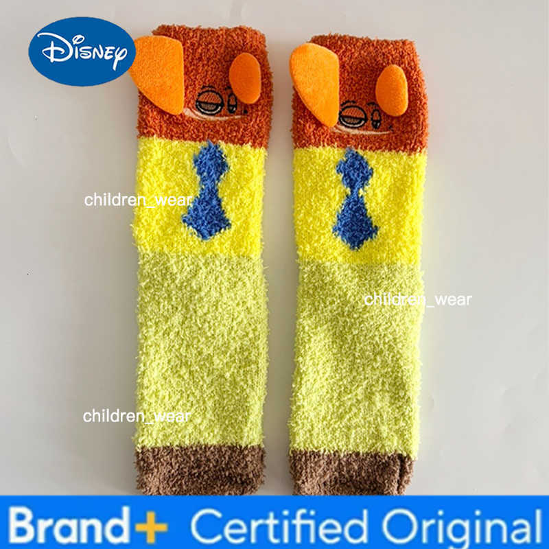 Disney Anime Zootopia Judy Nick Coral Fleece Socks Cute Cartoon Home Warm Socks Middle Tube Socks Sleep Socks Christmas Halloween Gifts H260306
