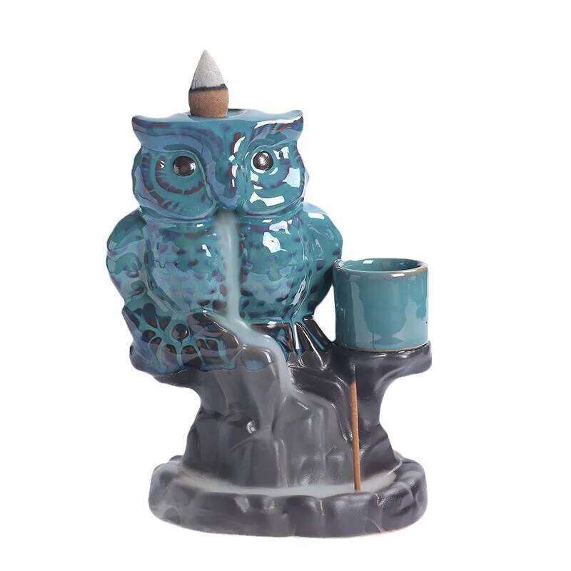 Creative Ceramic Burner with Backflow Feature Home Decoration & Candle Holder Gift for Owl Lovers Without Incense XJ260305