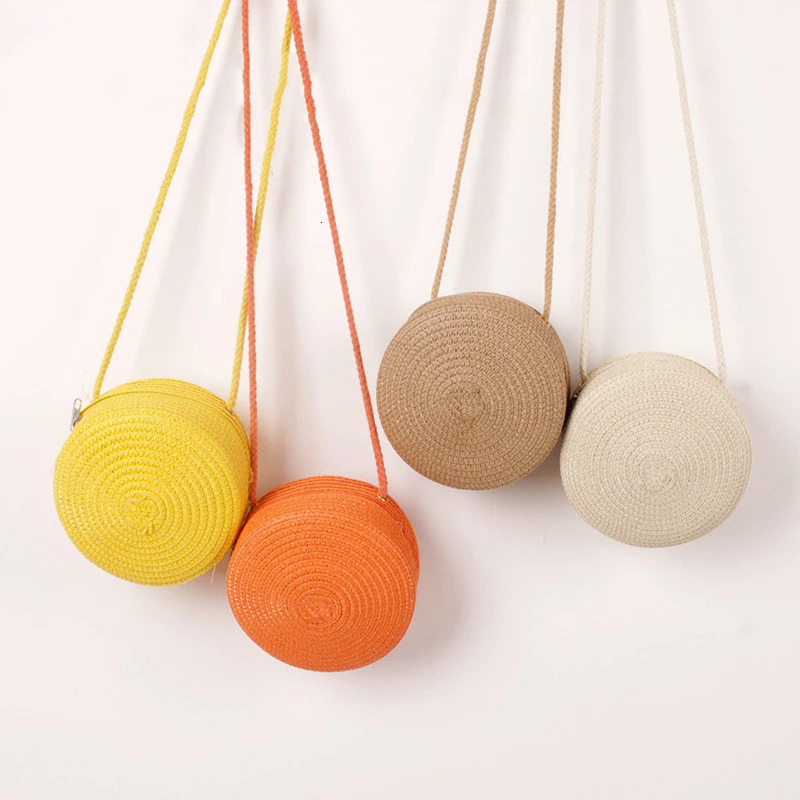 Summer Woven Straw Crossbody Bags for Women Fashion Round Handmade Rattan Beach Small Handbag Travel Female Shoulder Bag 260303