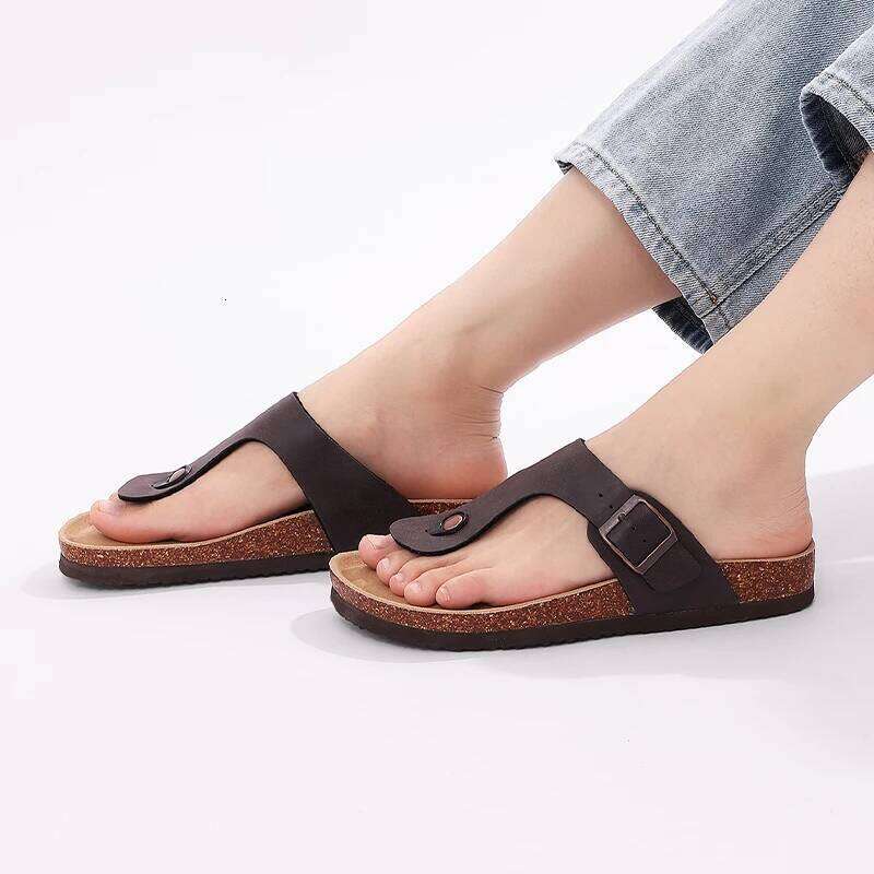 LItfun 2024 New Women Beach Breathable Non-Slips Flip Flops Fashion Cork Slippers With Arch Support Female House Sandals