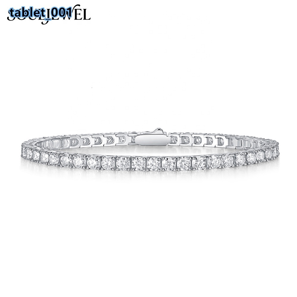 S925 Rhodium-Plated Moissanite Tennis Bracelet Elegant Jewelry Gift for Men Women Perfect for Daily Wear and Parties