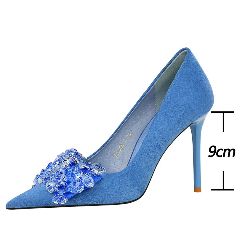 BIGTREE Shoes 2026 Rhinestone Women Pumps Bowknot High Heels Gemstone Banquet Shoes Stilettos Heels 9 Cm Ladies Shoes 260306