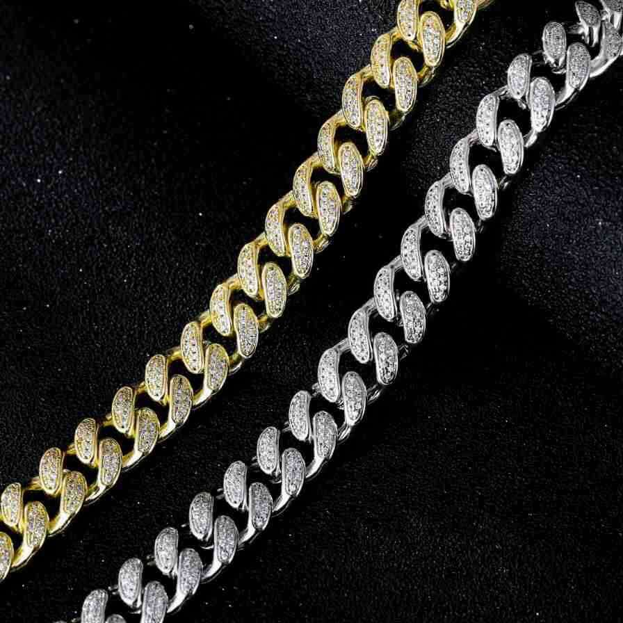 European and American hip-hop jewelry, eye-shaped zircon men's high-quality micro-inlaid diamond Cuban necklace, hiphop