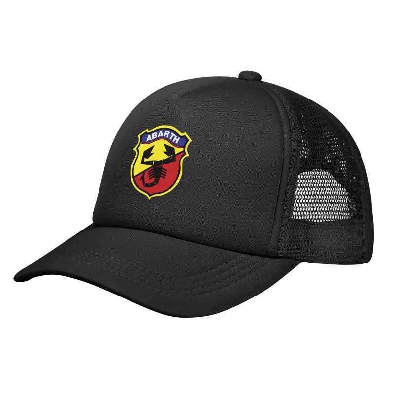 Abarth Print Mesh Baseball Cap Solid Color Trucker Cap Unisex Adjustable Snapback Cap Summer Breathable Sun Visor Hats S260306