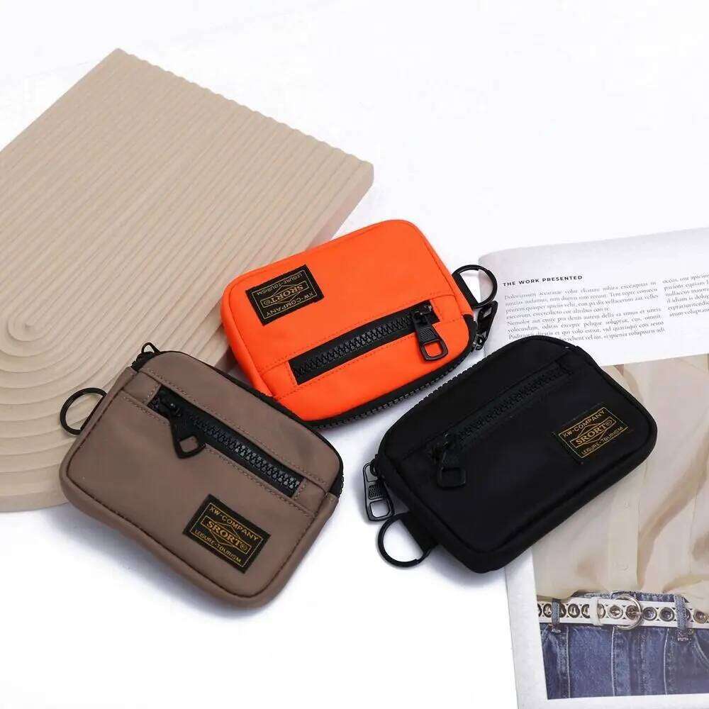 Portable Canvas Coin Purse Card Holder Oxford Cloth Short Wallet Lightweight Zipper Pouch Mini Earbuds Storage Bag C260304
