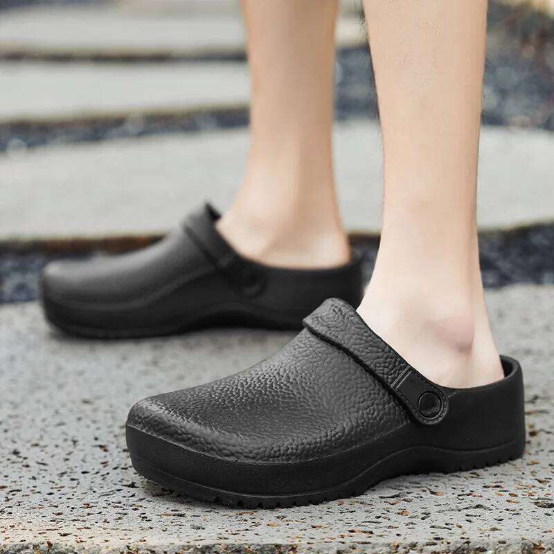 Litfun Summer Clogs Slippers For Men New Waterproof Oil-proof Kitchen Chef Outdoor Antiskid Garden Shoes EVA Beach Sandals