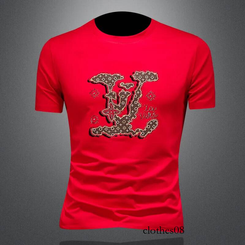 Red f T-irt Men's Faionable Summer New Arrival Polyester Fiber round Ne ort Sve Traditional Sle Clothing