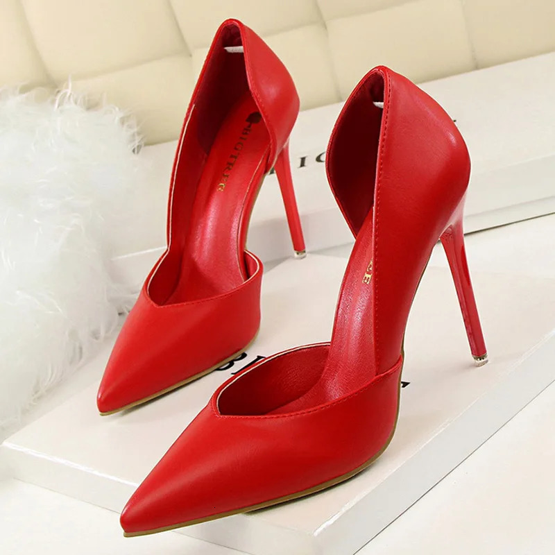 BIGTREE Shoes Women Pumps Fashion High Heels Shoes Black Pink Yellow Shoes Women Bridal Wedding Shoes Ladies Stiletto Party Shoe 260306