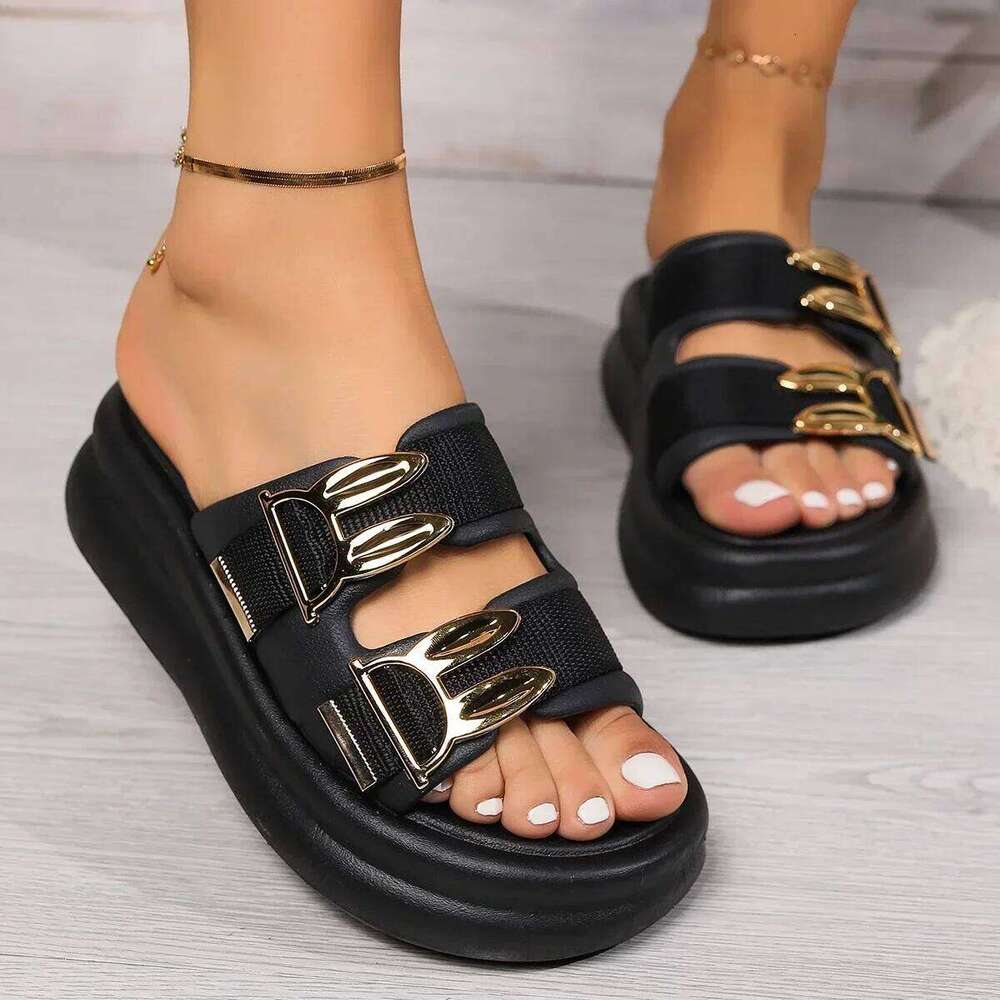 2025 New Summer Fashionable Comfortable Thick-soled Women's Slippers Elegant and Casual Increased Open-toe Sandals NO: 8181
