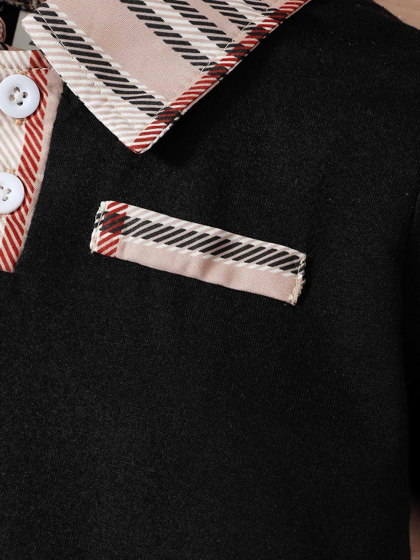 This 1-6 years old boys' plaid splicing polo set is casual, versatile, and cool, making it a perfect plaid short-sleeve two-piece set for summer.