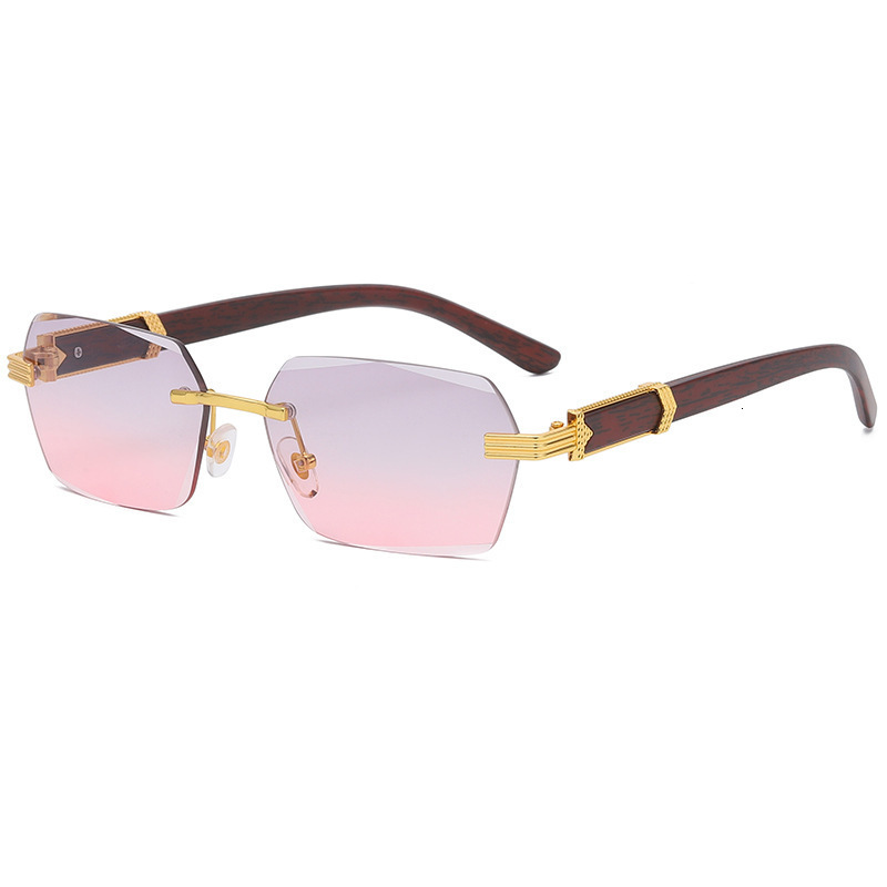 Top Luxury Fashion Sunglasses With Wooden Handle And Metal Designer Sunglasses For Outdoor Bicycles European And American Irregular Square Fashion Sun
