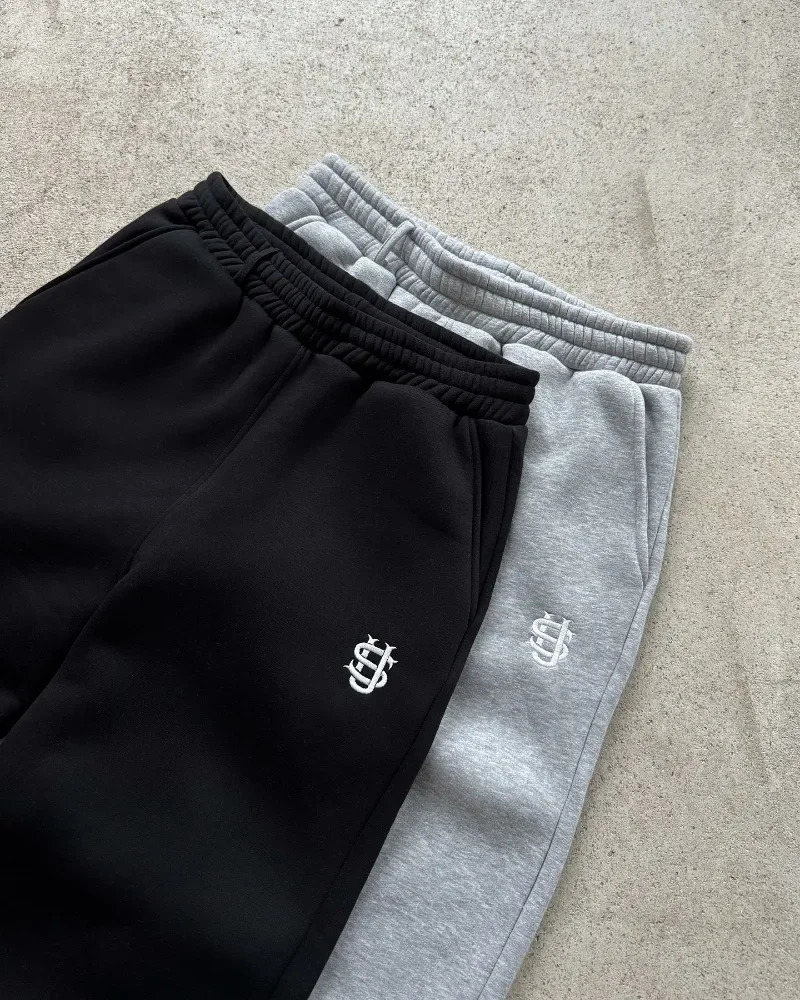 Y2k retro loose straight pants men tracksuit pants personalized pant leg zipper embroidery hip hop Harajuku casual pants 260304