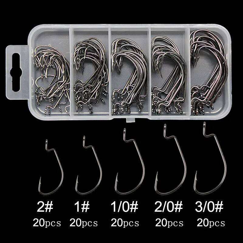 AS 50pcs/lot Texan Soft Worm High Carbon Steel Wide Super Lock Fishhooks Lure Softjerk Hooks Fishing Tackle Y260305