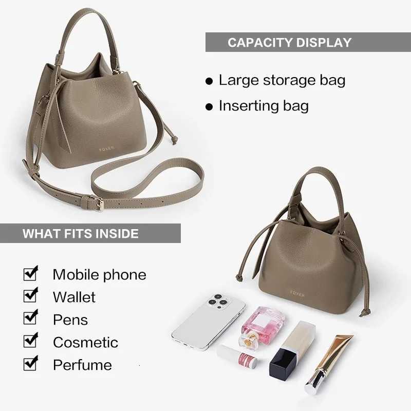 FOXER Womens Top-handle Bucket Bag 2026 New Trendy Hot Selling Fashion Versatile Female Shoulder Crossbody Bag Purse H260306