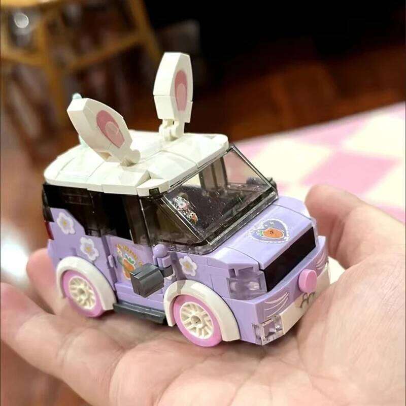 Rabbit Building Block Set DIY Cartoon Car Model Assembly Bricks Children's Toy Gift Suitable for Home Decoration Ornaments Z260306