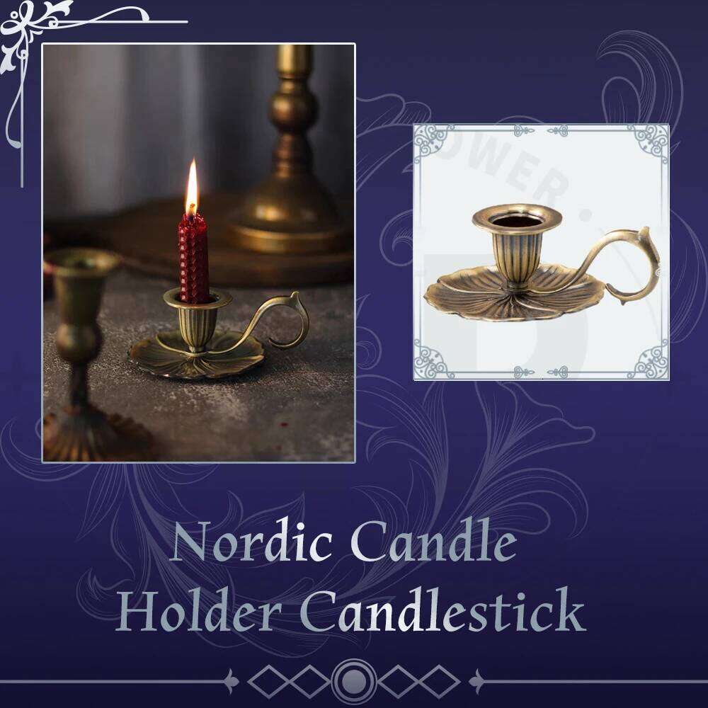 Nordic Candle Holder European Style Antique Candlestick Vintage Hand Held Candelabrum Zinc Alloy Retro Pricket XJ260305