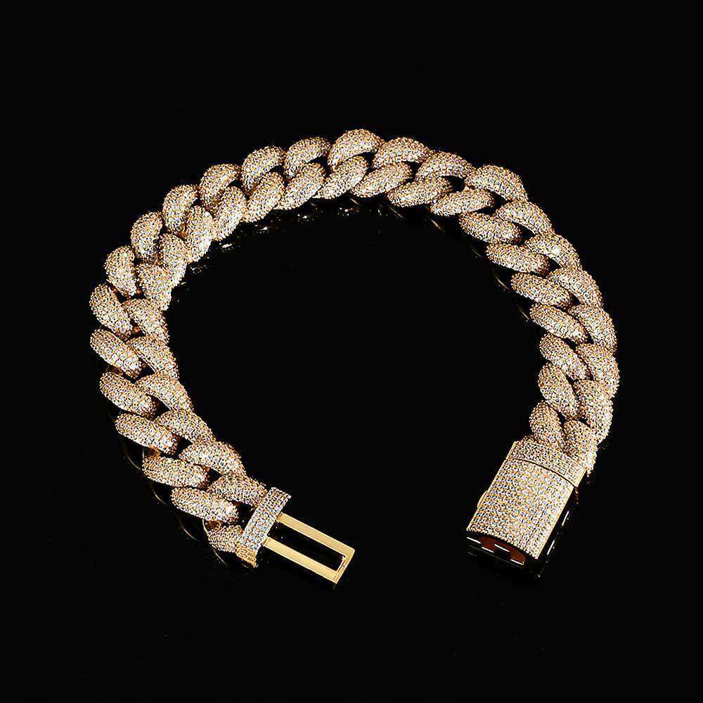 Cross-Border European and American New Hip-Hop High-Quality Five-Row Full Diamond Cuban Bracelet Flip Clasp Jewelry Hip Hop