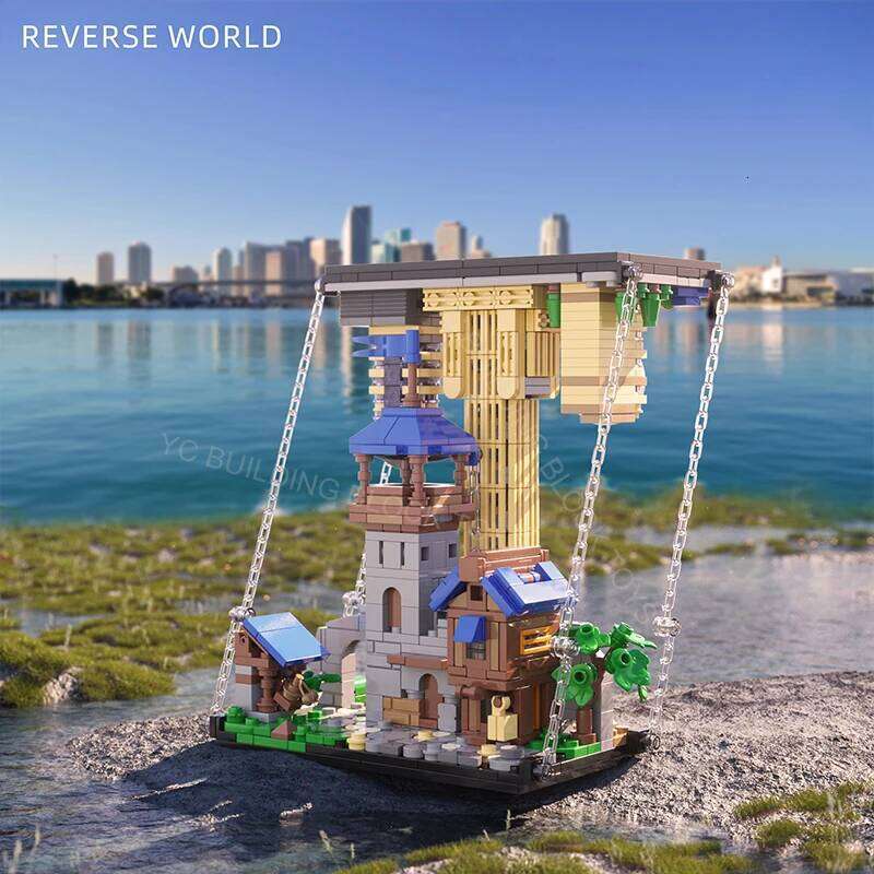 Creative Anti Gravity DIY Reversed World Medieval- Modern City Desktop Decor Sets Assembly Building Block Toys For Children Gift Z260305