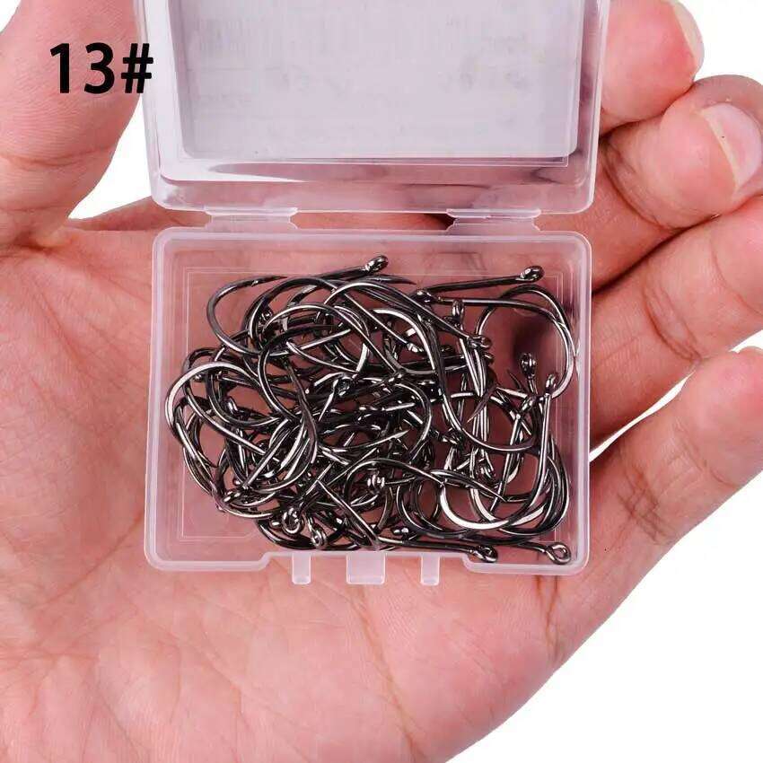 50pc / 20pc High Carbon Steel Hooks Set Barbed Single Circle Carp Hook Sea Fishinhook Fly Fishing Tackle Box Accessories S260305
