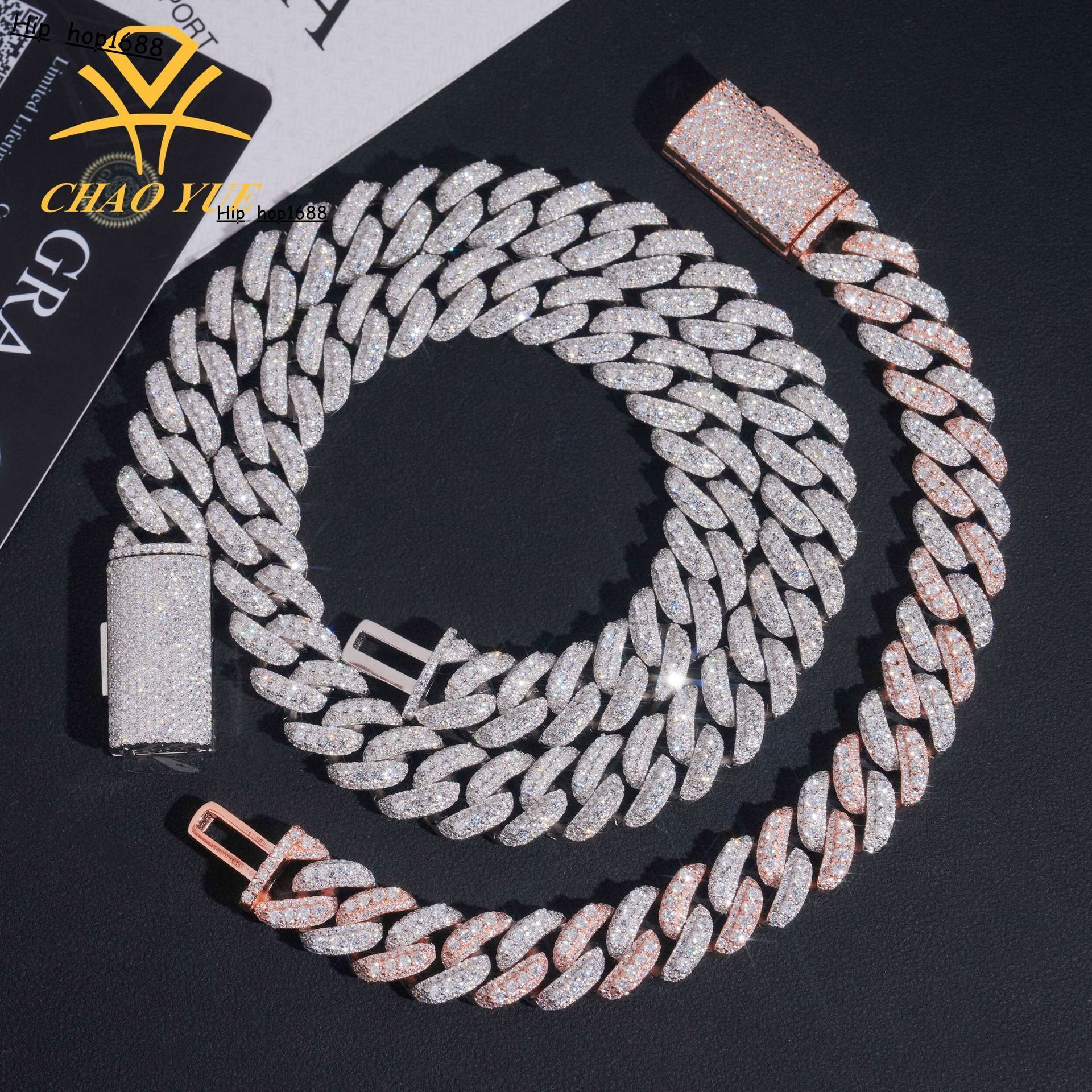 New high-quality layered 925 silver moissanite full-diamond 13mm hip-hop necklace jewelry