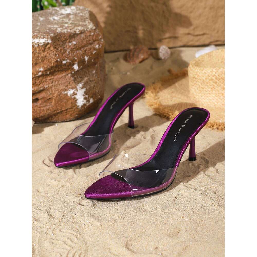 Women's fashionable, elegant, comfortable, simple and versatile high heels, peeptoebreathable slip-on stiletto