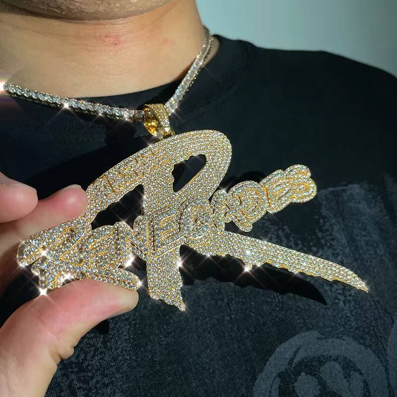 Custom Jewelry Designer Iced Out Diamonds silver Letter vvs moissanite Customised Name Necklace
