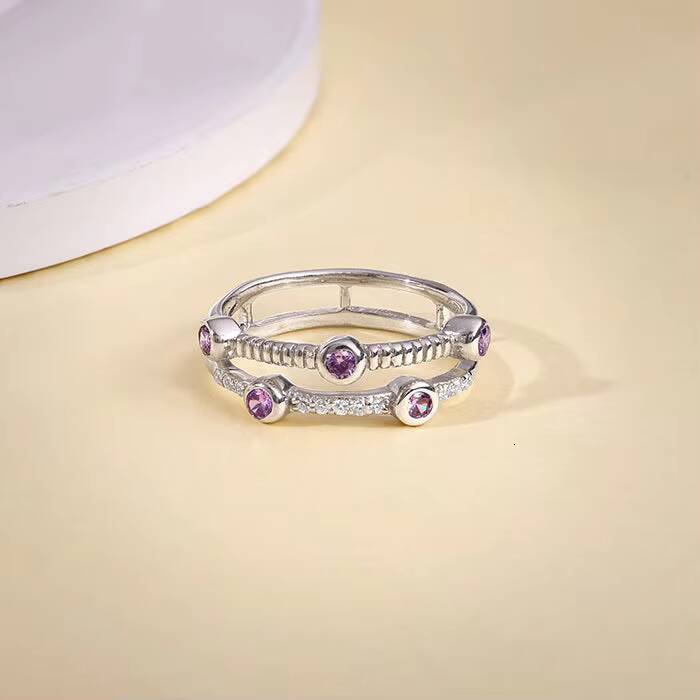 Fashionable Silver Sizzling Ring Stylish Modern Hip-Hop with Inlay Gemstone for Children Made of 925 Silver
