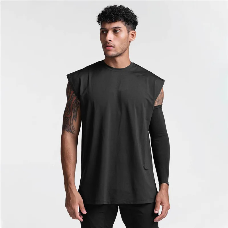 Summer Gym Vest Men Broad Shoulder Sleeveless Sports Tank Top Quick-dry Cotton Fitness T-shirt Running Tank Top Men Tops 260306