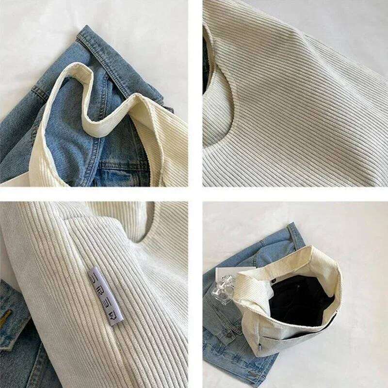 Canvas Shoulder Women's Tote Corduroy Simple Casual Large Capacity Designer Handbags For Women Travel Solid Shopper Bag