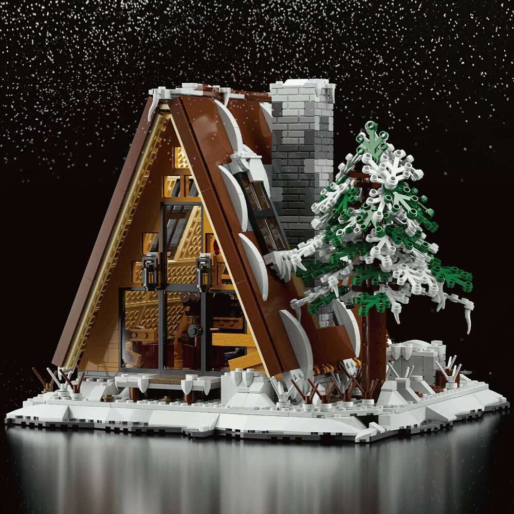 1508PCS A Type Snow House Building Blocks Pine Tree Cabin Model Bricks Winter Holiday Desktop Decoration Kids DIY Toys Gifts Z260305
