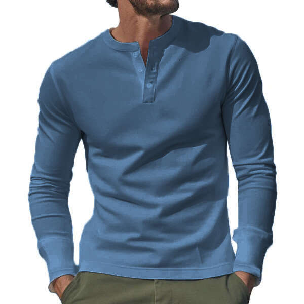 Amazon cross-border spring autumn foreign trade clothing, European and American t-shirts, long-sleeve base shirts, men's Henry shirts